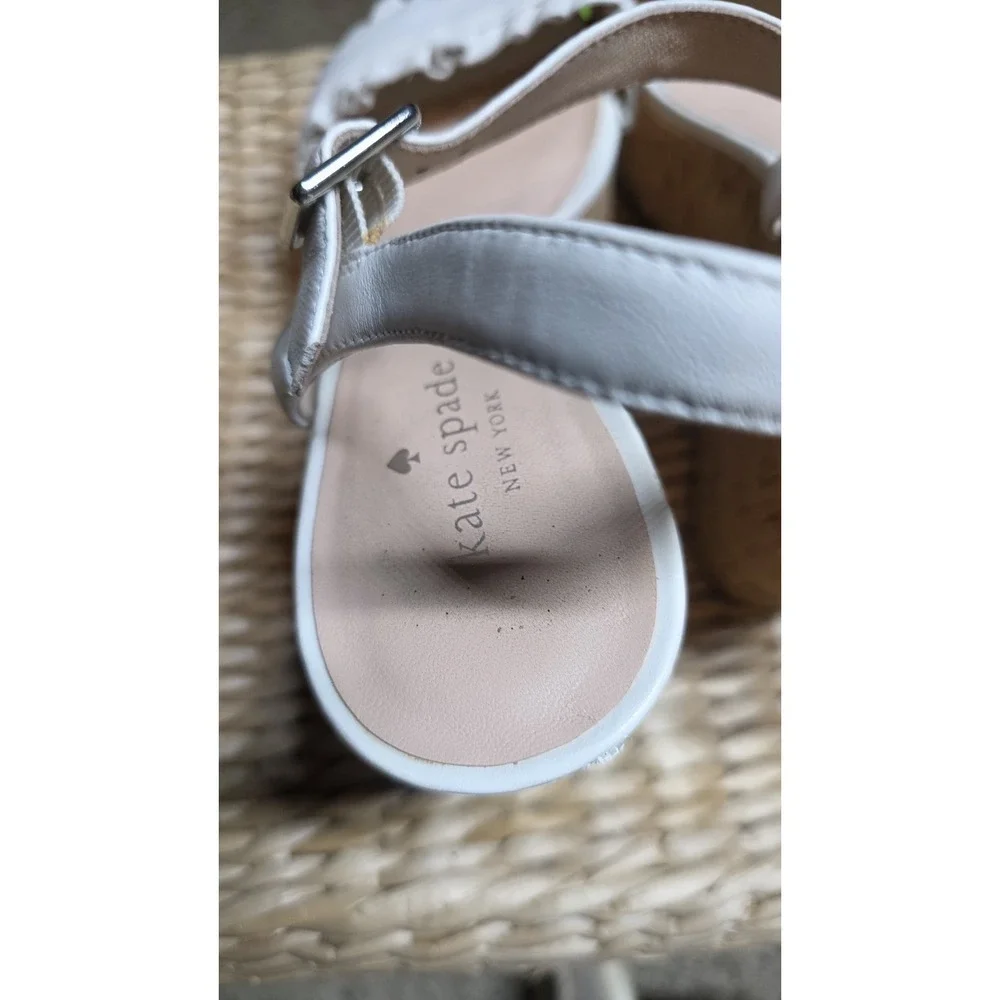 Kate Spade Tomas Ruffle Platform Wedges Sandals White 9 1/2 Women's 9.5